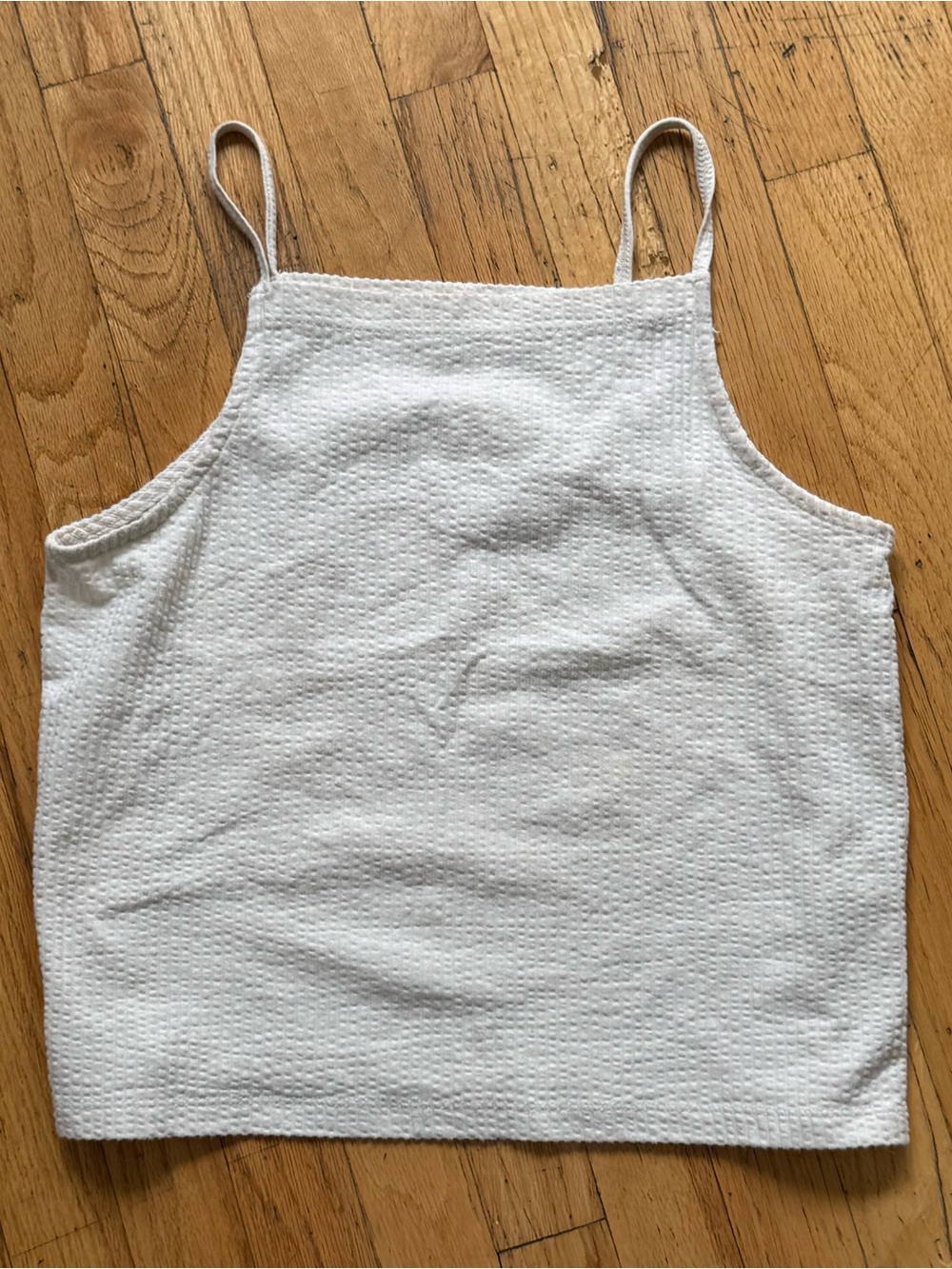 Madewell White Textured Square-Neck Cami